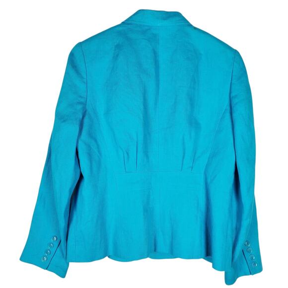Talbots Irish Linen 3 Button Blazer Womens 10P Petite Blue Lined READ DESCRIPTIO - Picture 3 of 13
